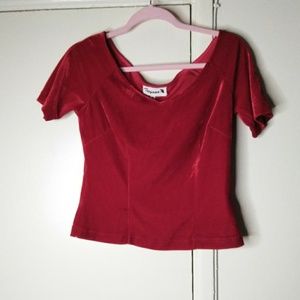 Tatyana Pinup Rockabilly Red Velvet Top